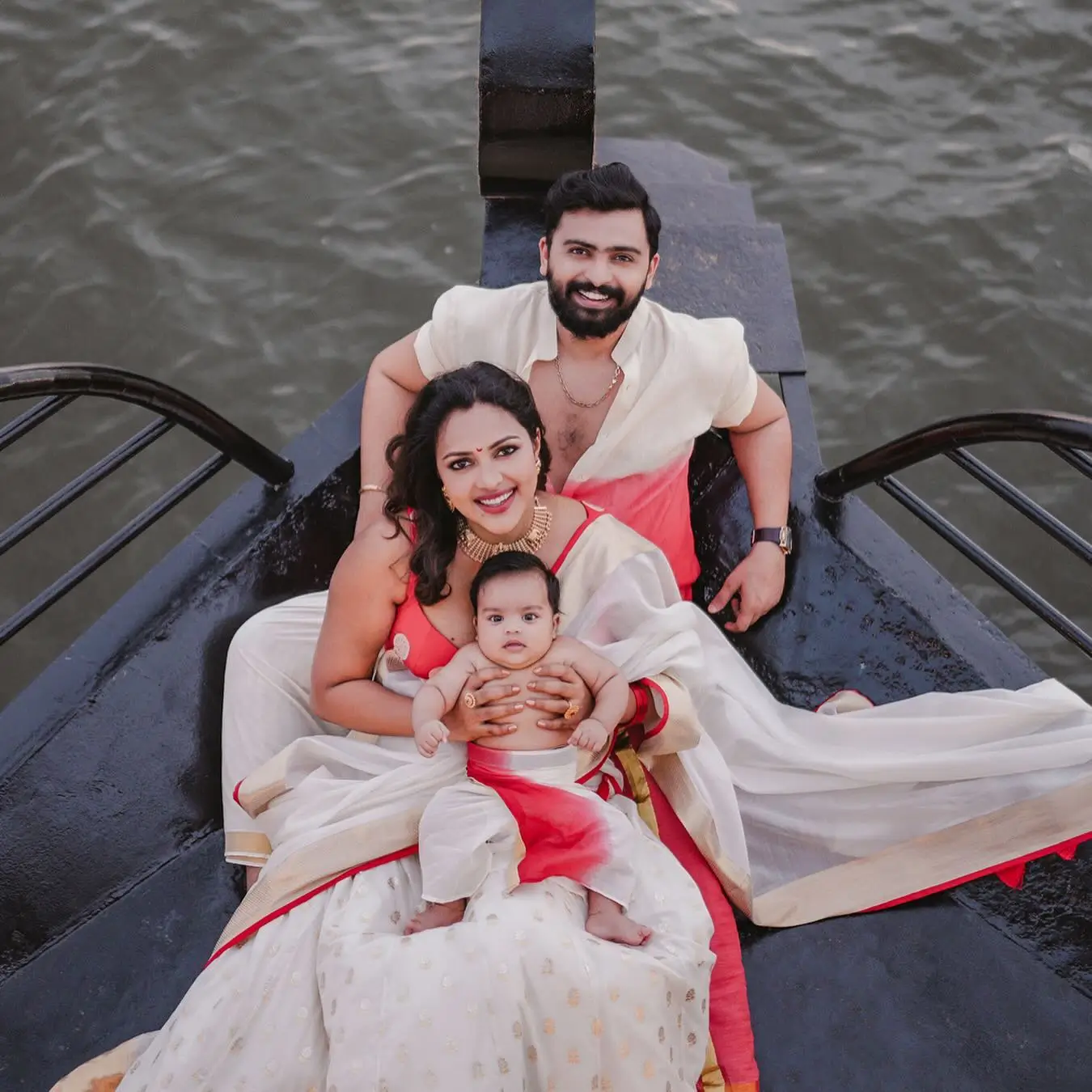 Amala Paul with husband Jagat Desai and son Ilai